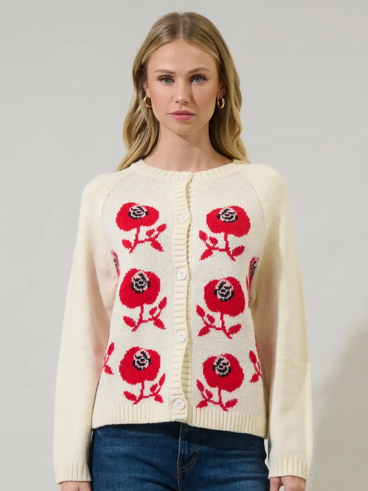 Peralta Floral Cropped Cardigan