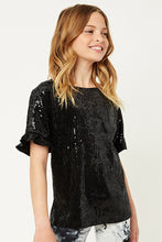 Load image into Gallery viewer, S/S Sequin Ruffle Top
