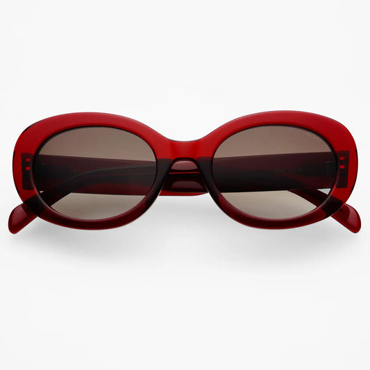 Aria Acetate Womens Oval Sunglasses - Dark Cherry