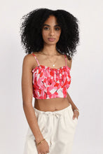 Load image into Gallery viewer, Shirred Printed Cropped Top - Pink
