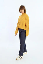 Load image into Gallery viewer, Soft Knit Cable Sweater - Saffron Yellow
