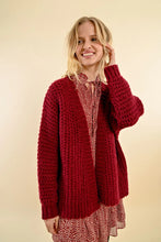 Load image into Gallery viewer, Cable Cardigan - Dark Red
