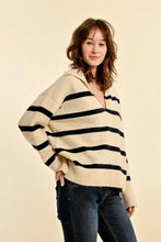 Load image into Gallery viewer, Striped Polo Collar Sweater
