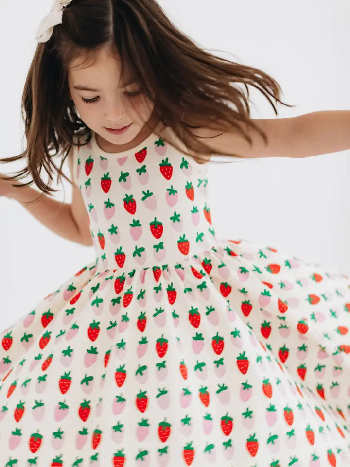Sleeveless Twirl Dress - Strawberries