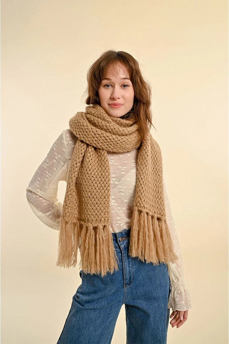Fringed Scarf - Beige