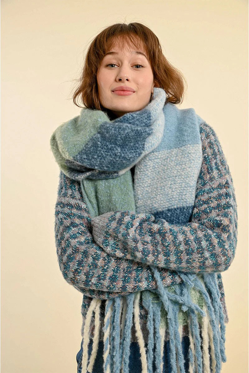 Long Fluffy Scarf - Blue