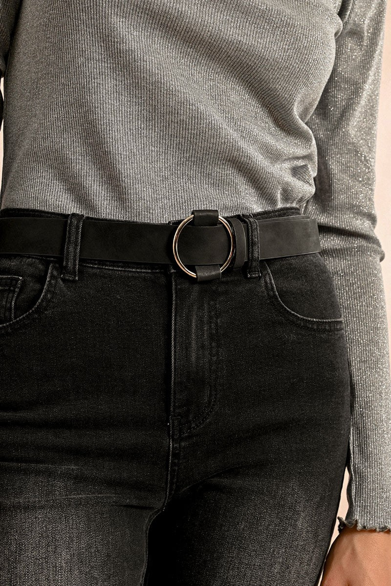 Round Buckle Belt - Black