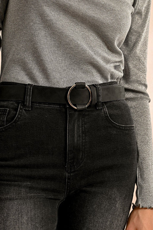 Round Buckle Belt - Black