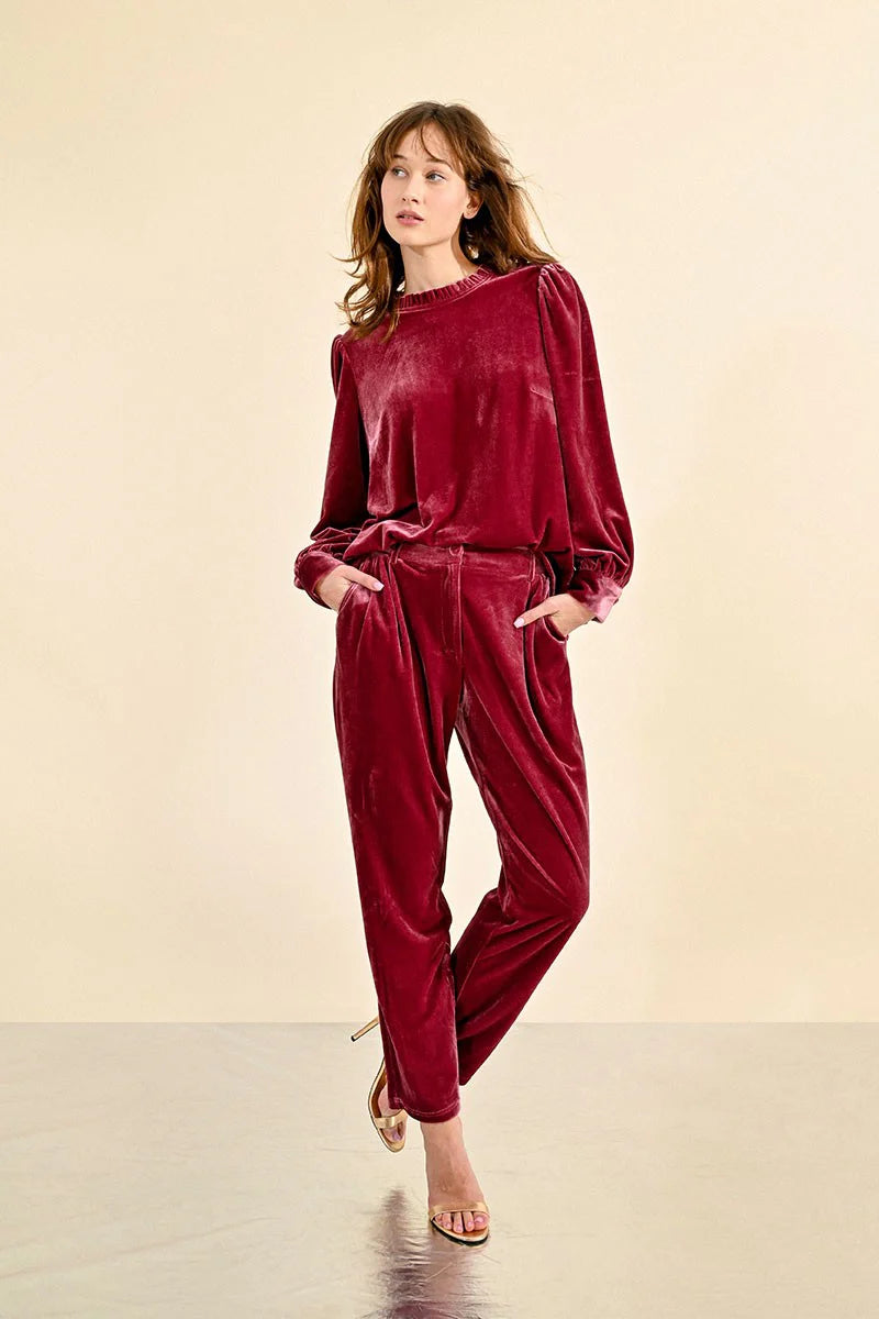 Velvet Cigarette Pants - Pink