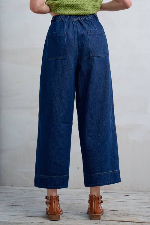 Wide Leg Cropped Denim Pants