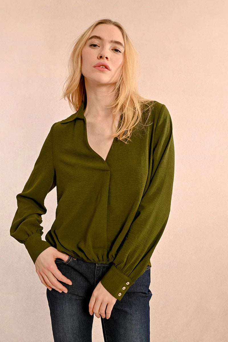 Short Puffy Blouse - Olive