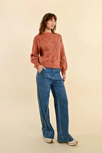 Load image into Gallery viewer, Openwork Pointelle Knit and Lurex Sweater - Terracotta
