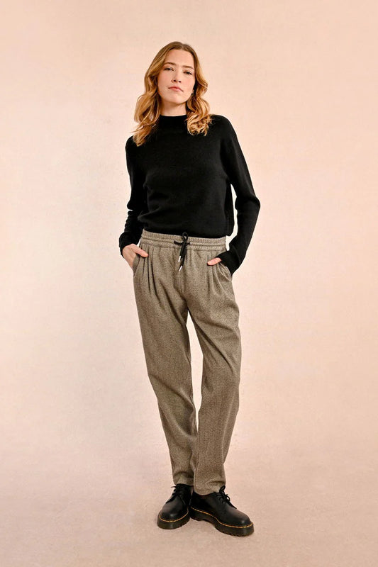 Herringbone Jogger Pants - Black