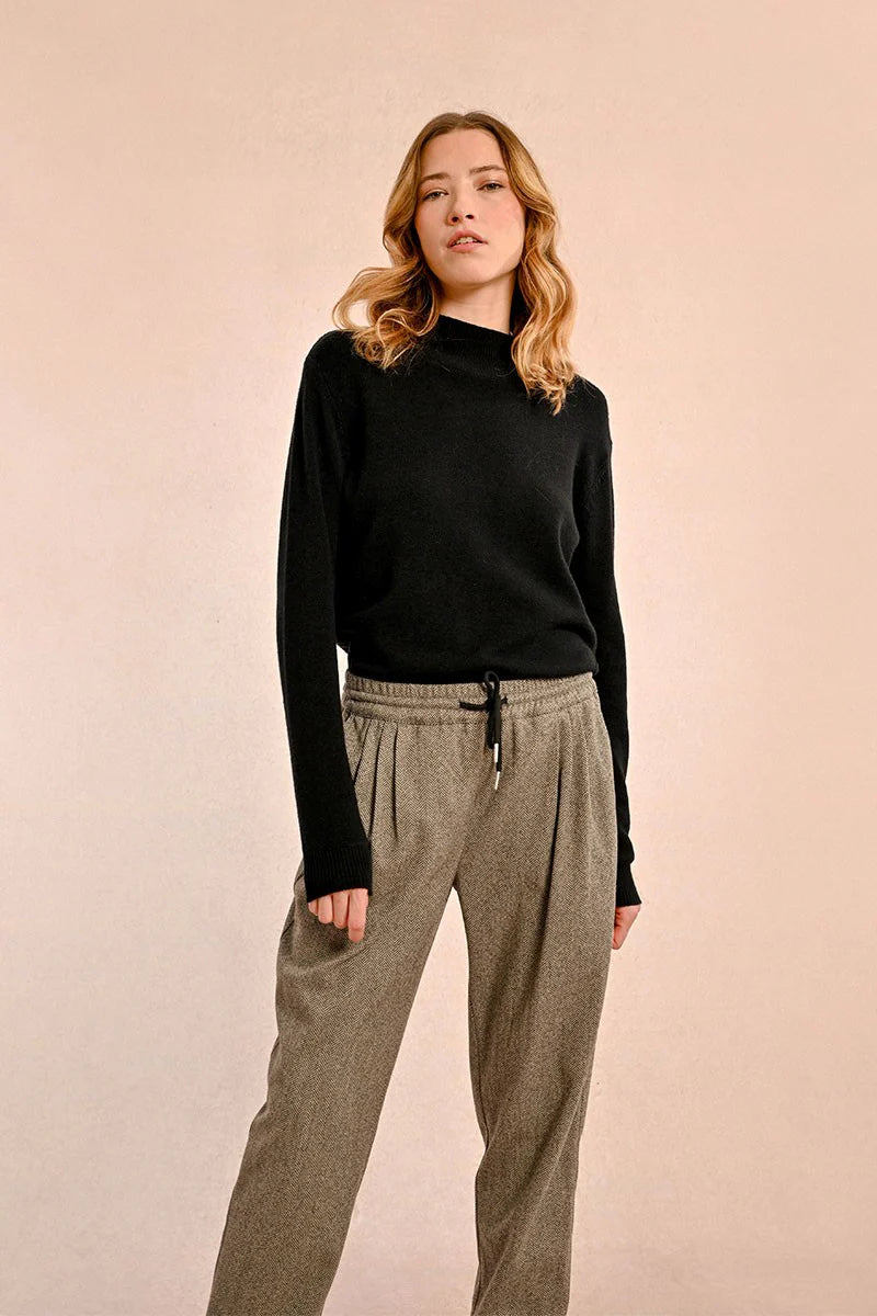 Herringbone Jogger Pants - Black