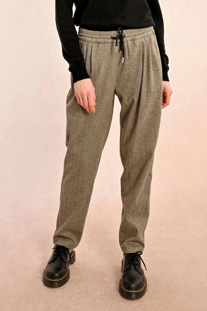 Herringbone Jogger Pants - Black