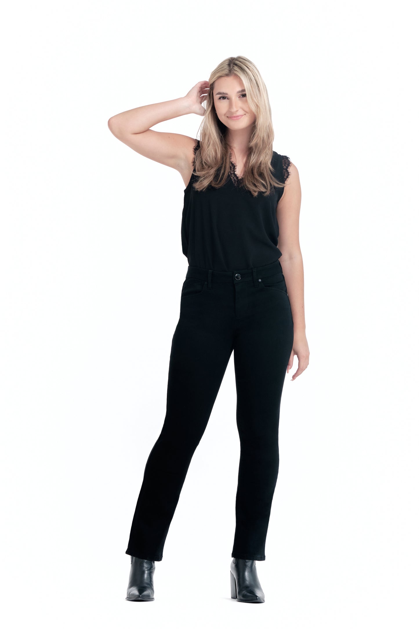 Slim Straight Leg Black Denim - Sheila