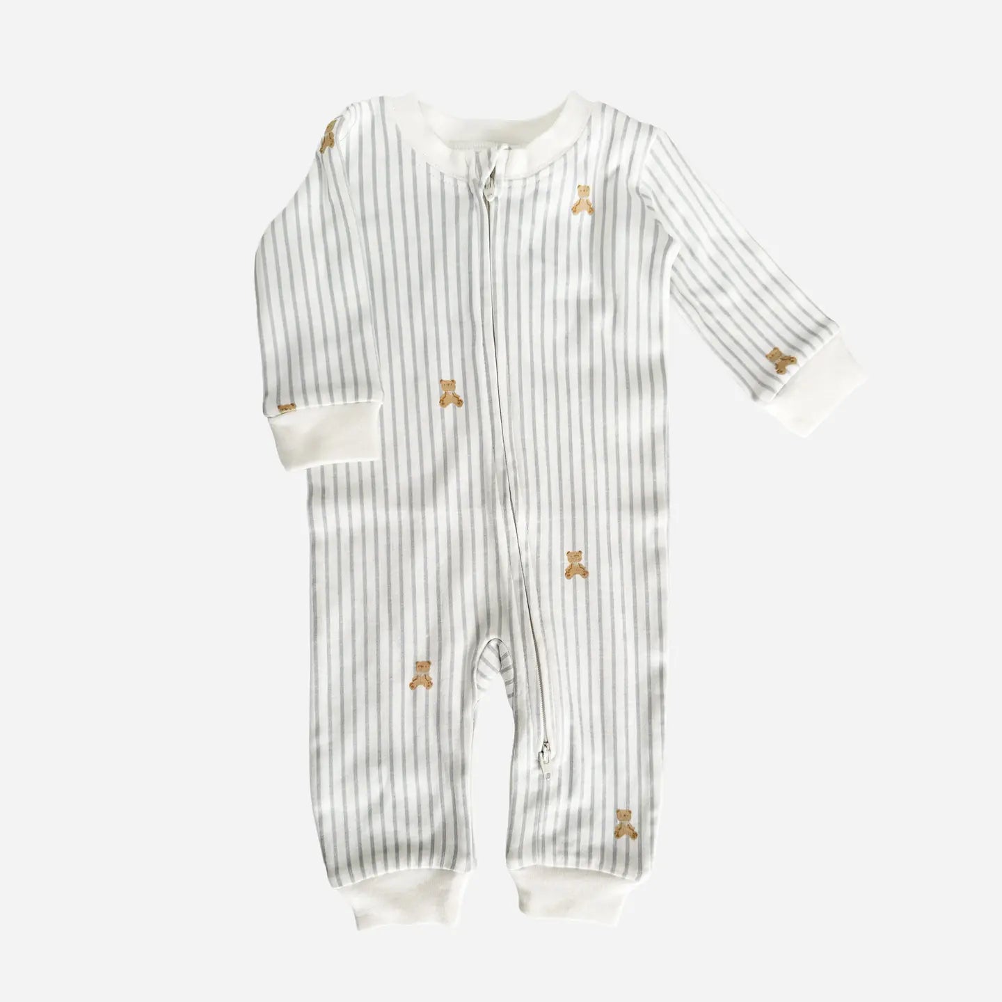 Long Sleeve Zipper Romper - Teddy Bear