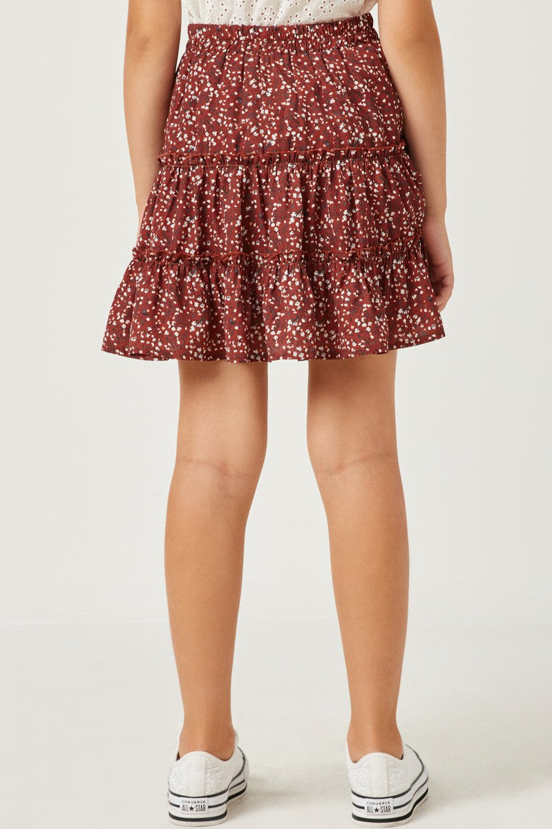 Ruffle Tier Drawstring Mini Skirt
