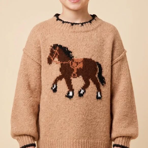 Girls Brushed Horse Sweater