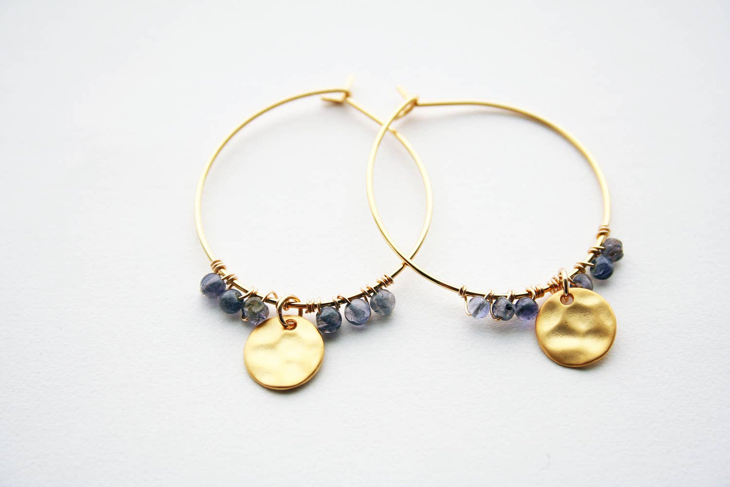 Blue Iolite Boho Hoops | Bohemian Hoop Earrings