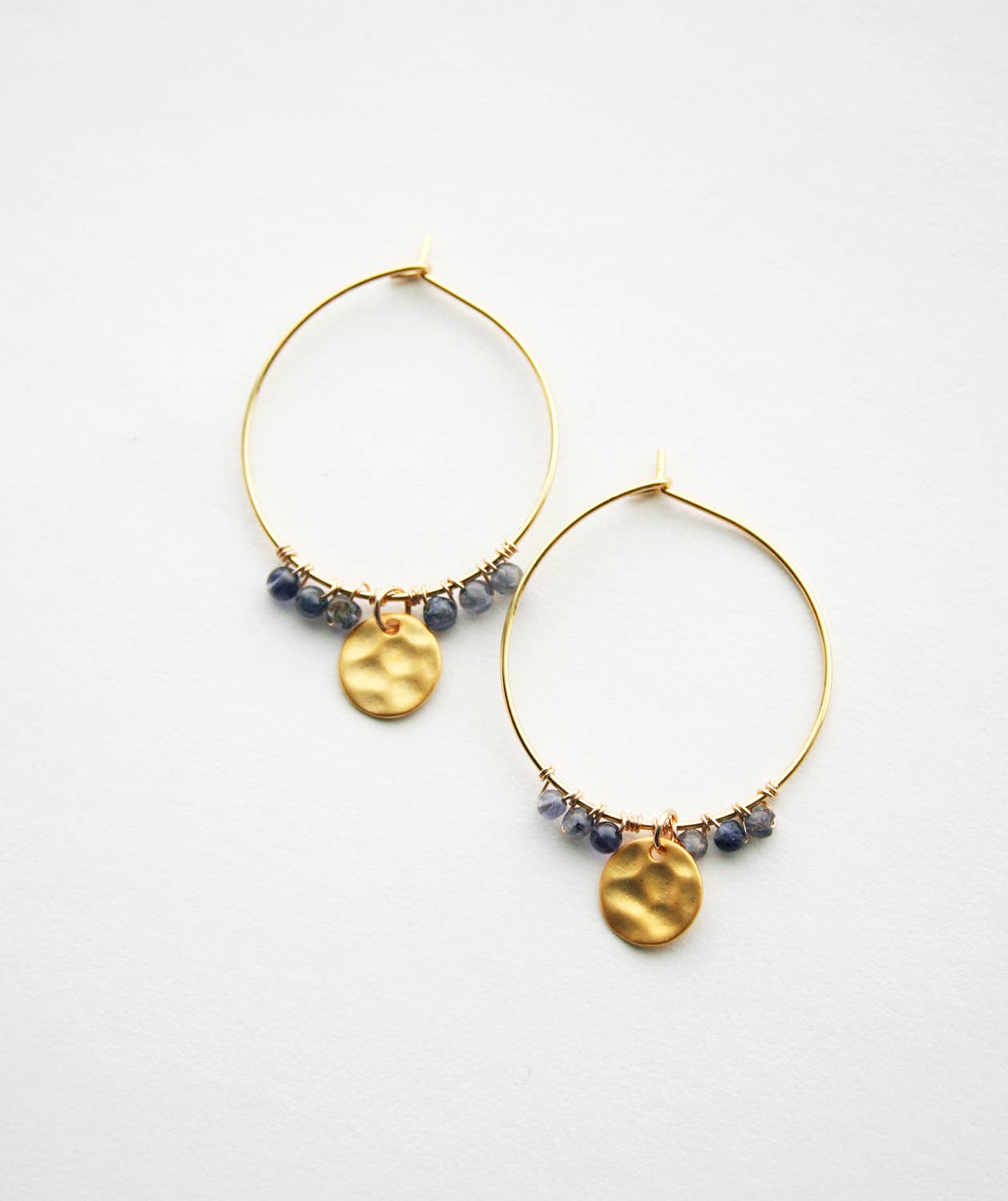Blue Iolite Boho Hoops | Bohemian Hoop Earrings