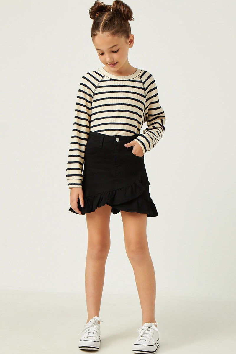 Ruffle Trimmed Twill Skirt