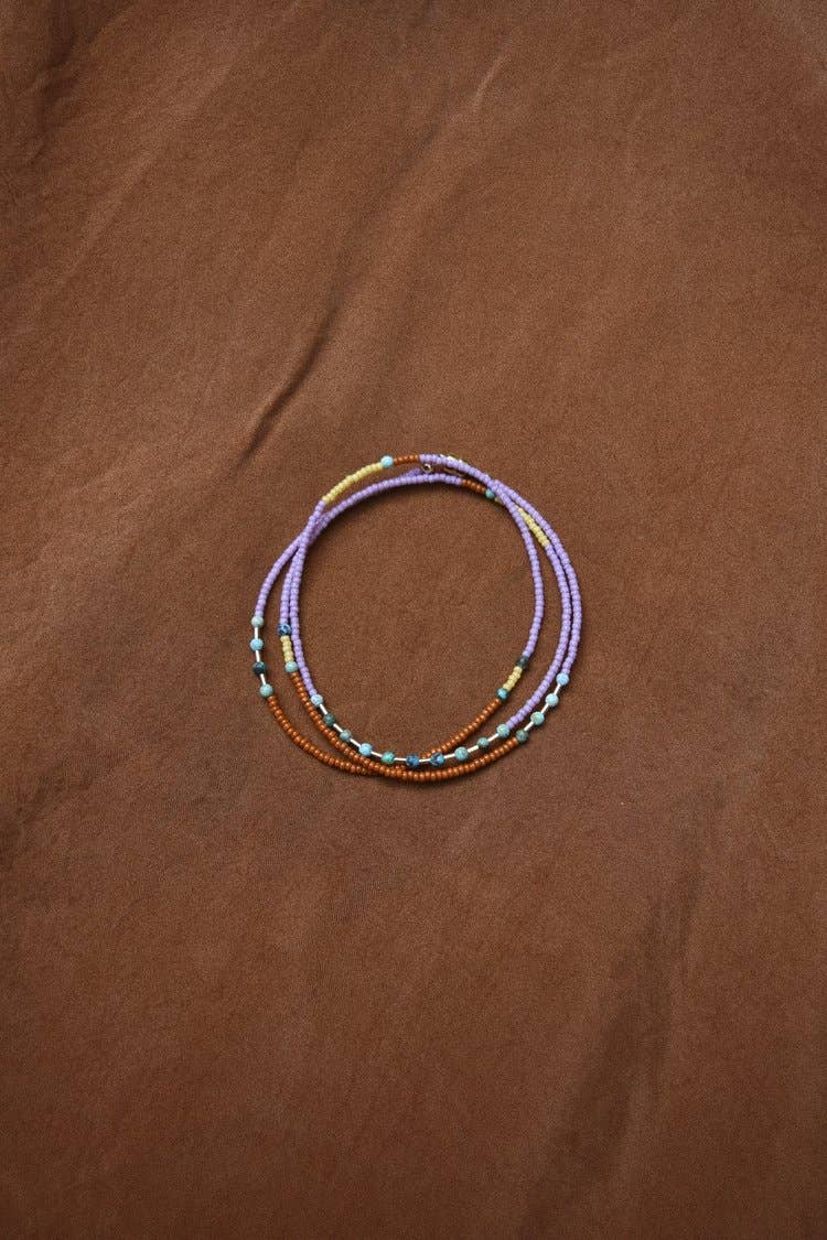 Wrap Bracelet- in lilac with turquoise