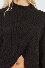 Load image into Gallery viewer, Wrap Front Cable Sweater - Black
