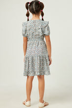 Load image into Gallery viewer, Girls Ruffle Sleeve Belted Ditsy Floral Dress
