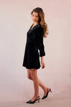 Load image into Gallery viewer, Velvet Wrap Dress - Black
