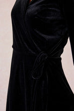 Load image into Gallery viewer, Velvet Wrap Dress - Black

