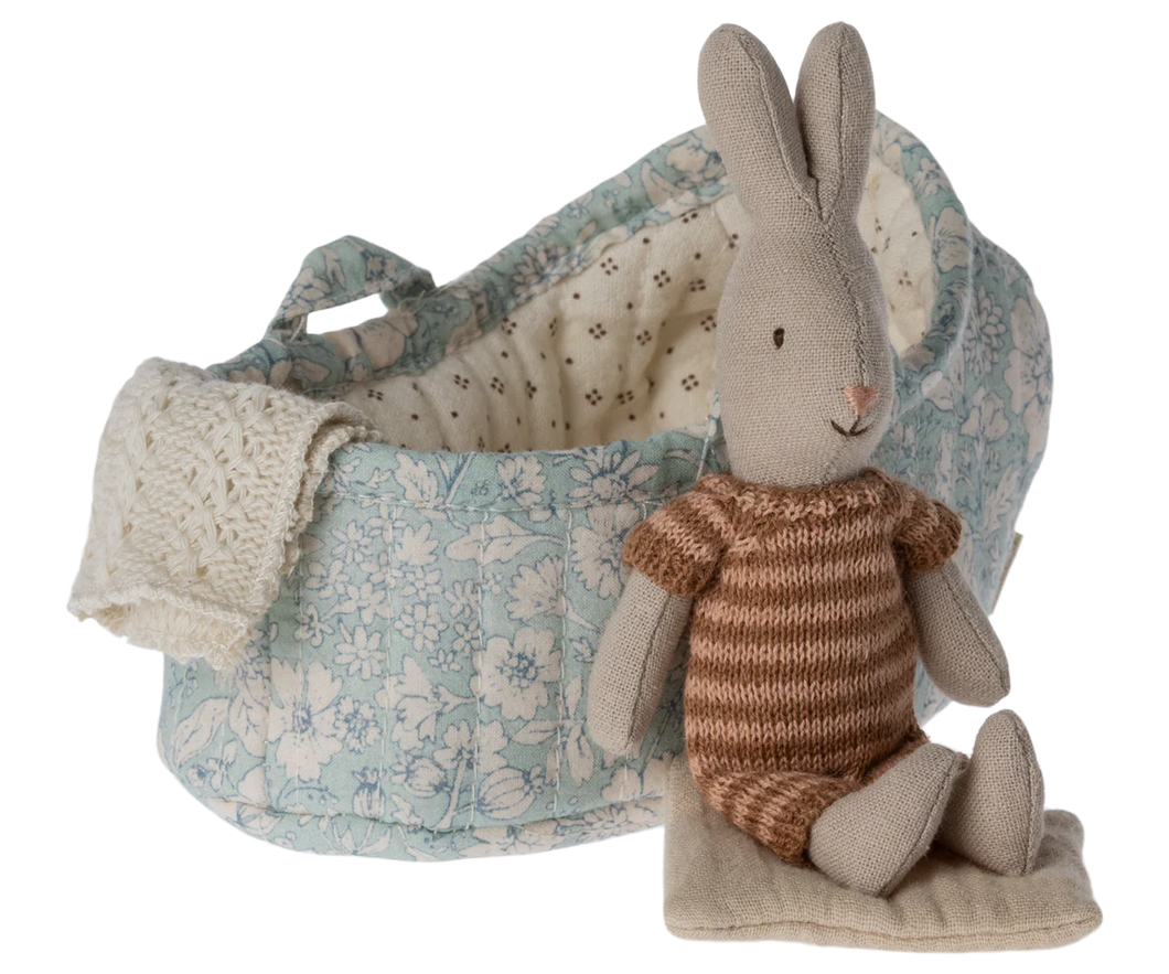 Rabbit in Carry Cot - Maroon