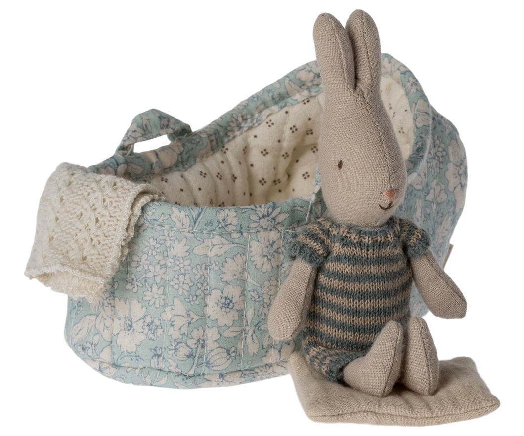 Rabbit in Carry Cot - Blue