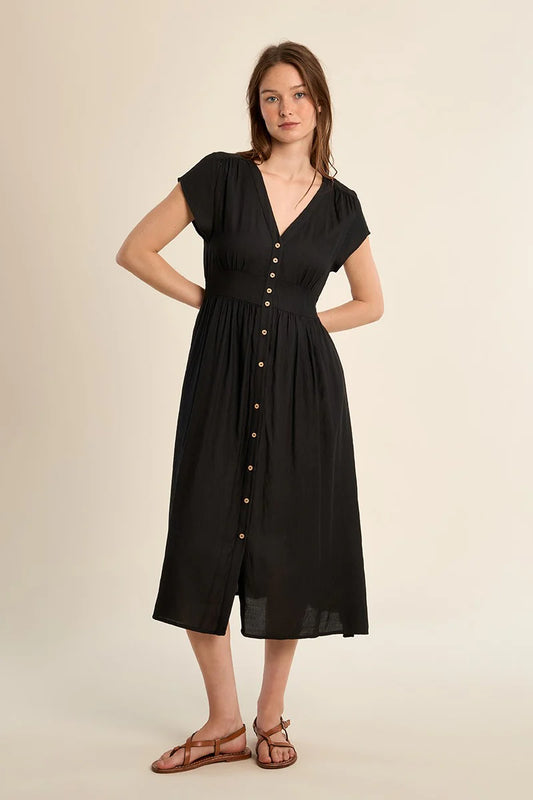Button-Front Dress - Black