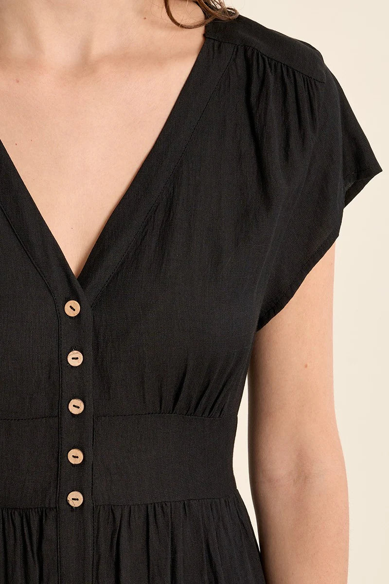 Button-Front Dress - Black