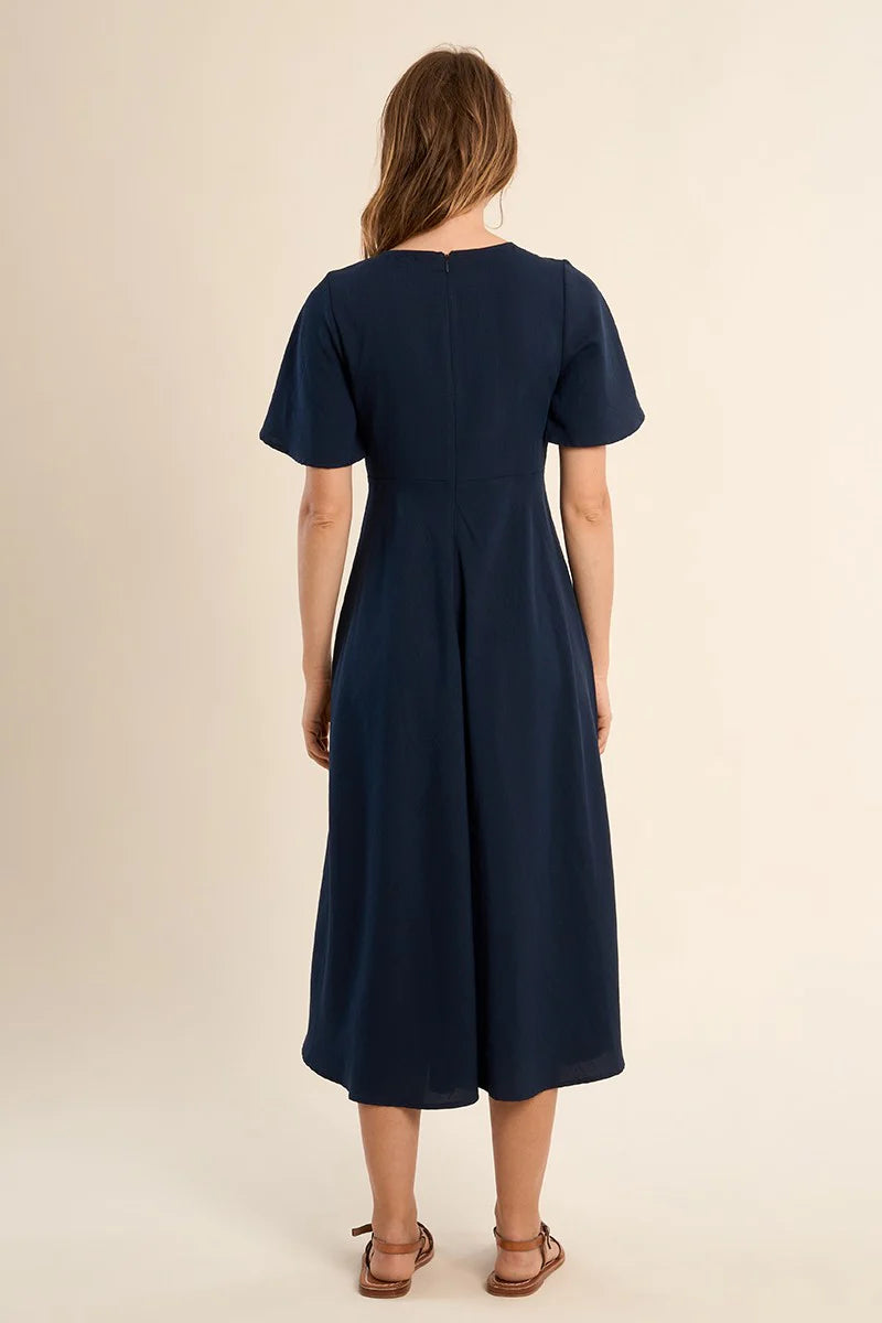 Classic V-Neck Dress - Navy