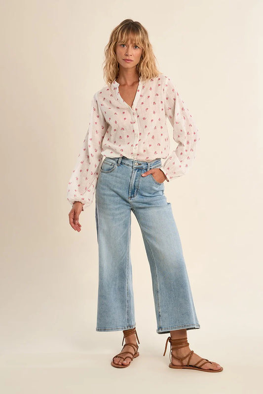 Cropped Wide-Leg Denim - Light Wash