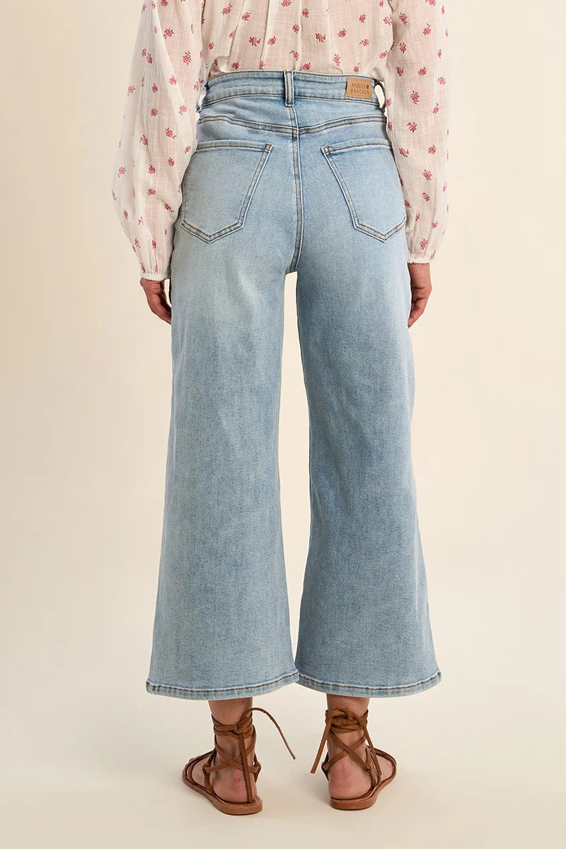 Cropped Wide-Leg Denim - Light Wash