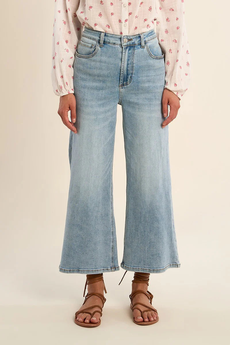 Cropped Wide-Leg Denim - Light Wash