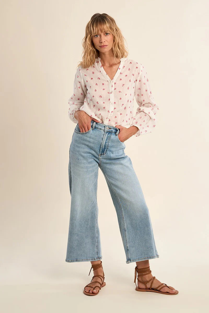 Cropped Wide-Leg Denim - Light Wash