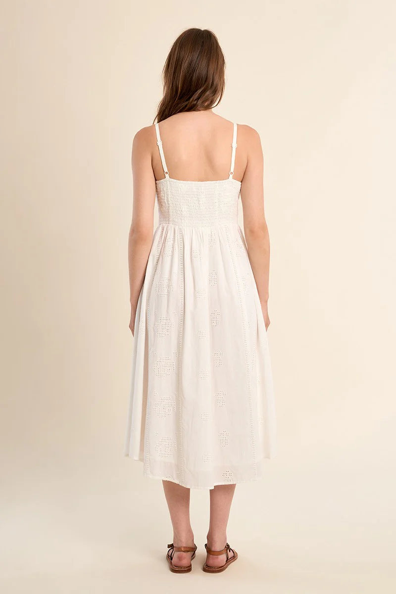 Openwork Embroidery Midi Cotton Dress