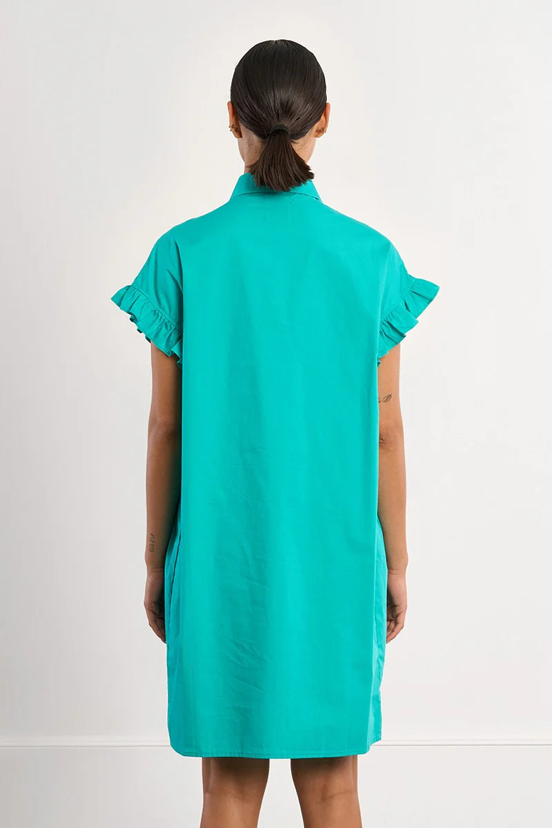 Smocked Cotton Shirt Dress - Mint