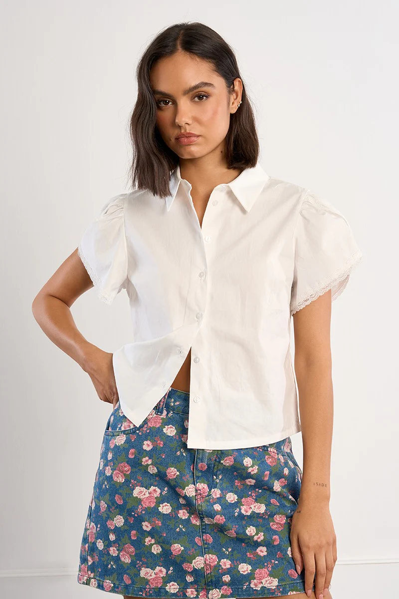 Lace Detail White Shirt