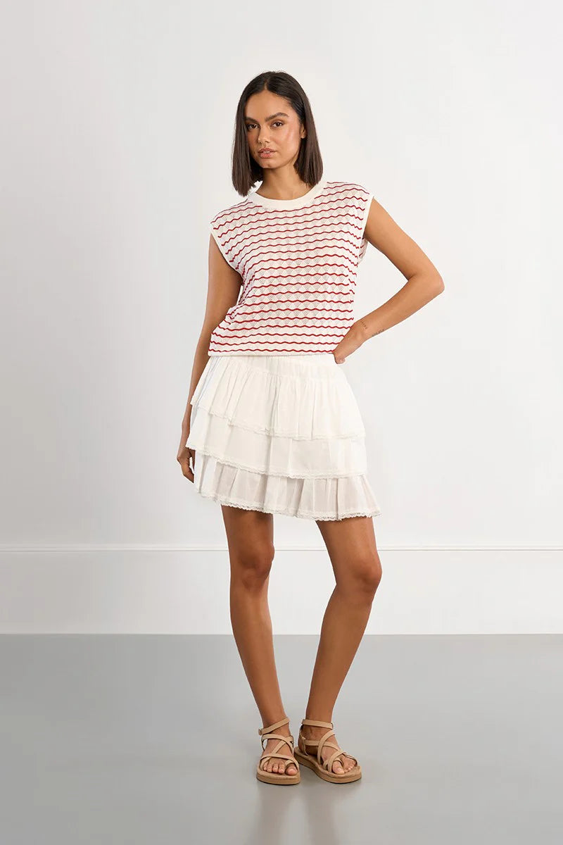 Openwork Knit Top - Red