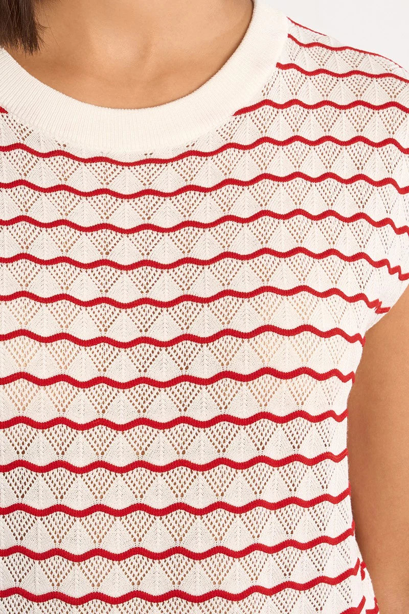 Openwork Knit Top - Red