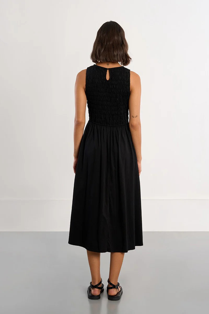 Cotton Smocked Dress - Black