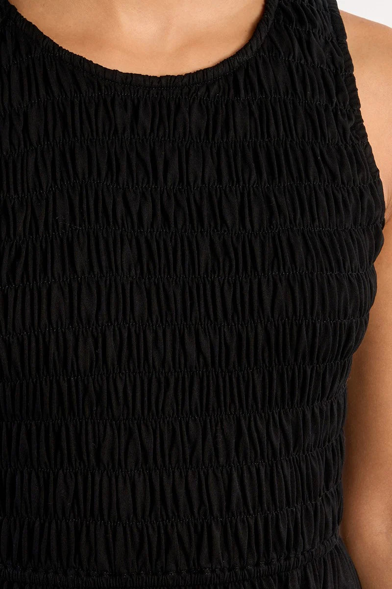 Cotton Smocked Dress - Black