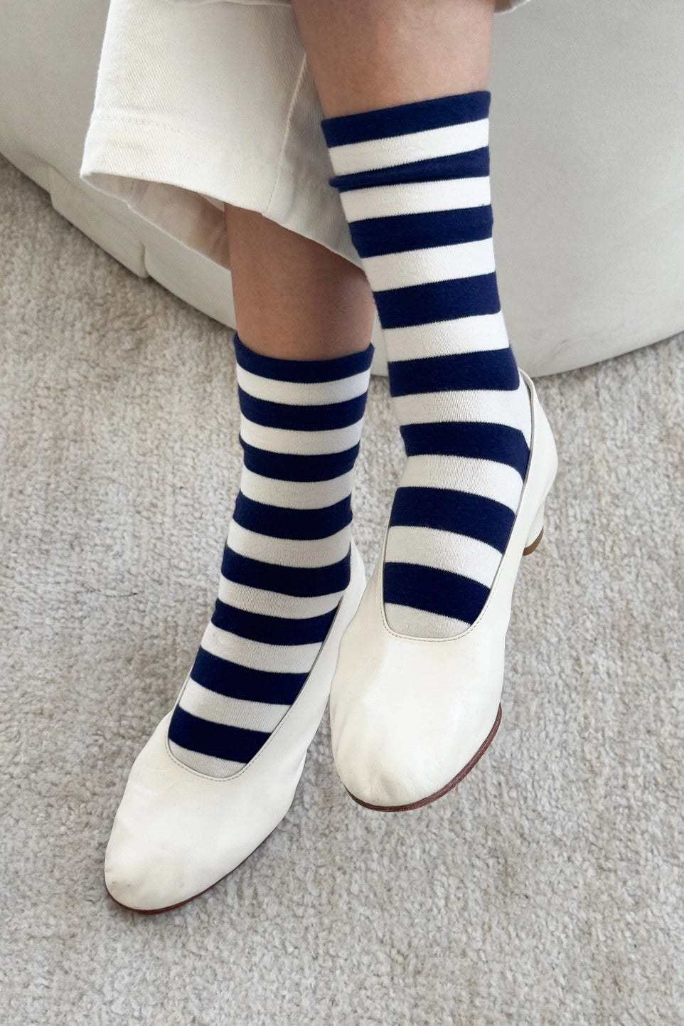 Wally Socks - Wide Navy Stripe