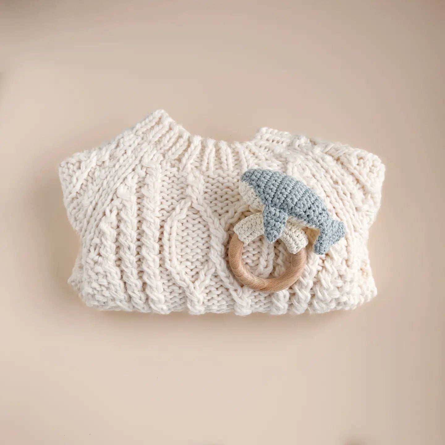 Teether Whale Cotton Crochet Rattle