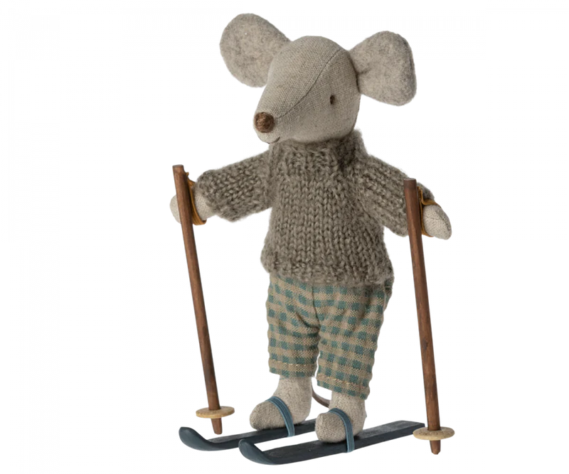 Maileg Big Brother Mouse on Skis